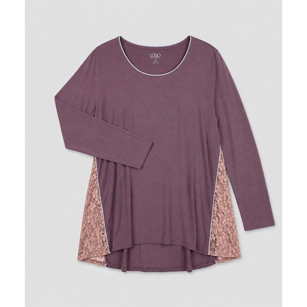 LOGO by Lori Goldstein Lace Tunic Top